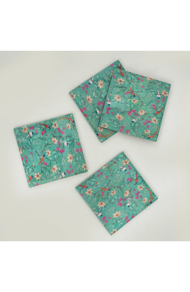 Mela Artisans Aqua Flora Coasters, Alternate, color, Aqua Flora