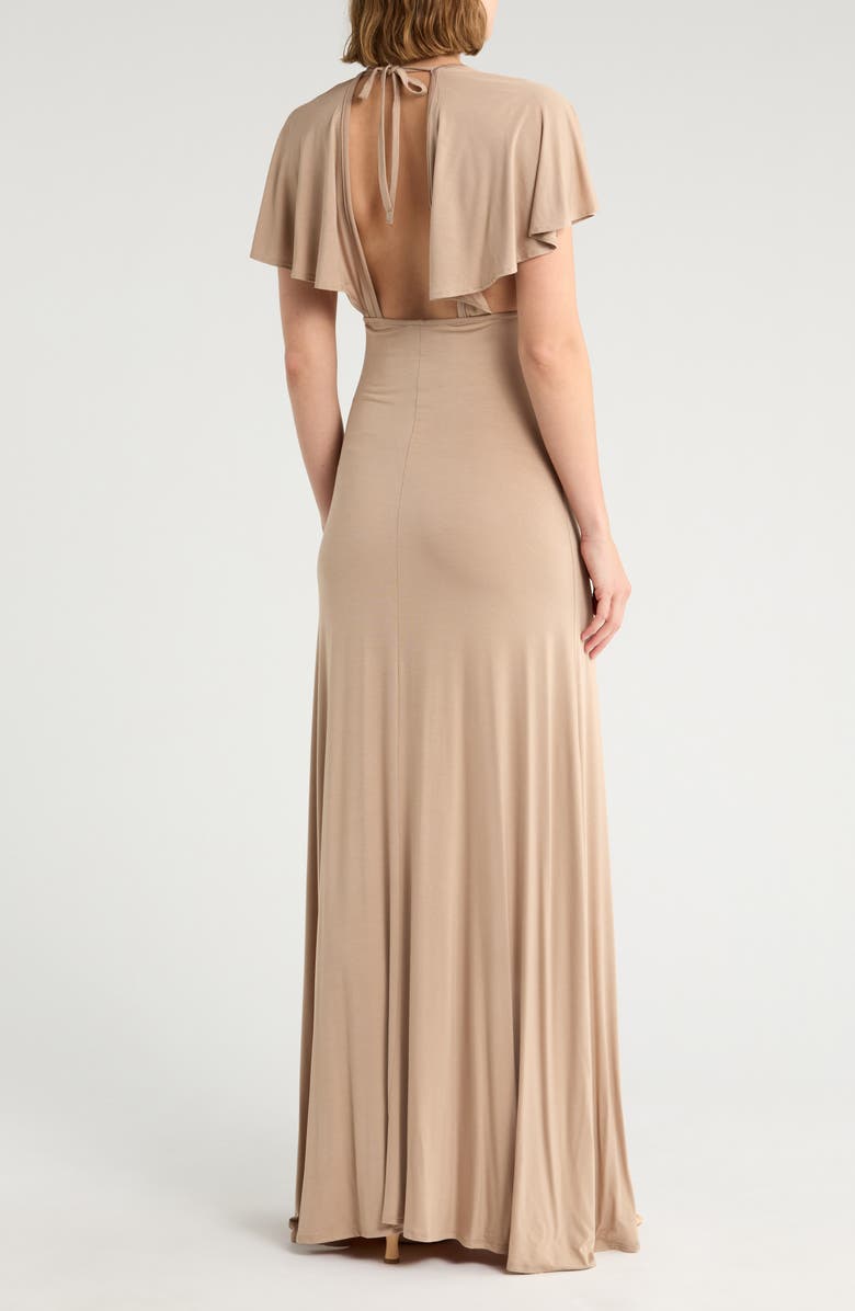 GO COUTURE Dolman Sleeve Cutout Maxi Dress, Alternate, color, Almond Ponte