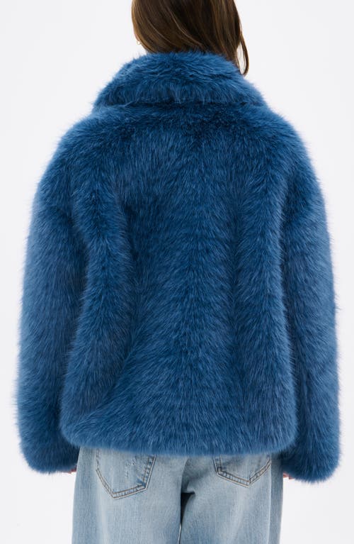 Azalea Wang Regina Faux Fur Jacket In Blue