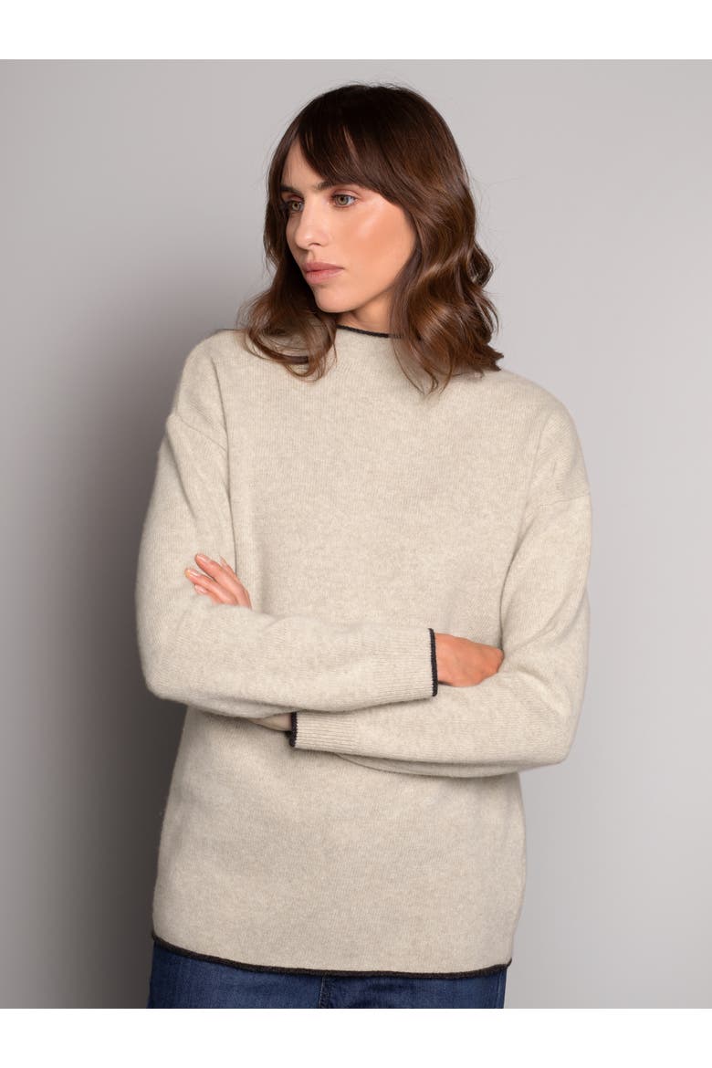 Felted Funnel Neck Sweater, Alternate, color, OATMEAL / CHARCOAL