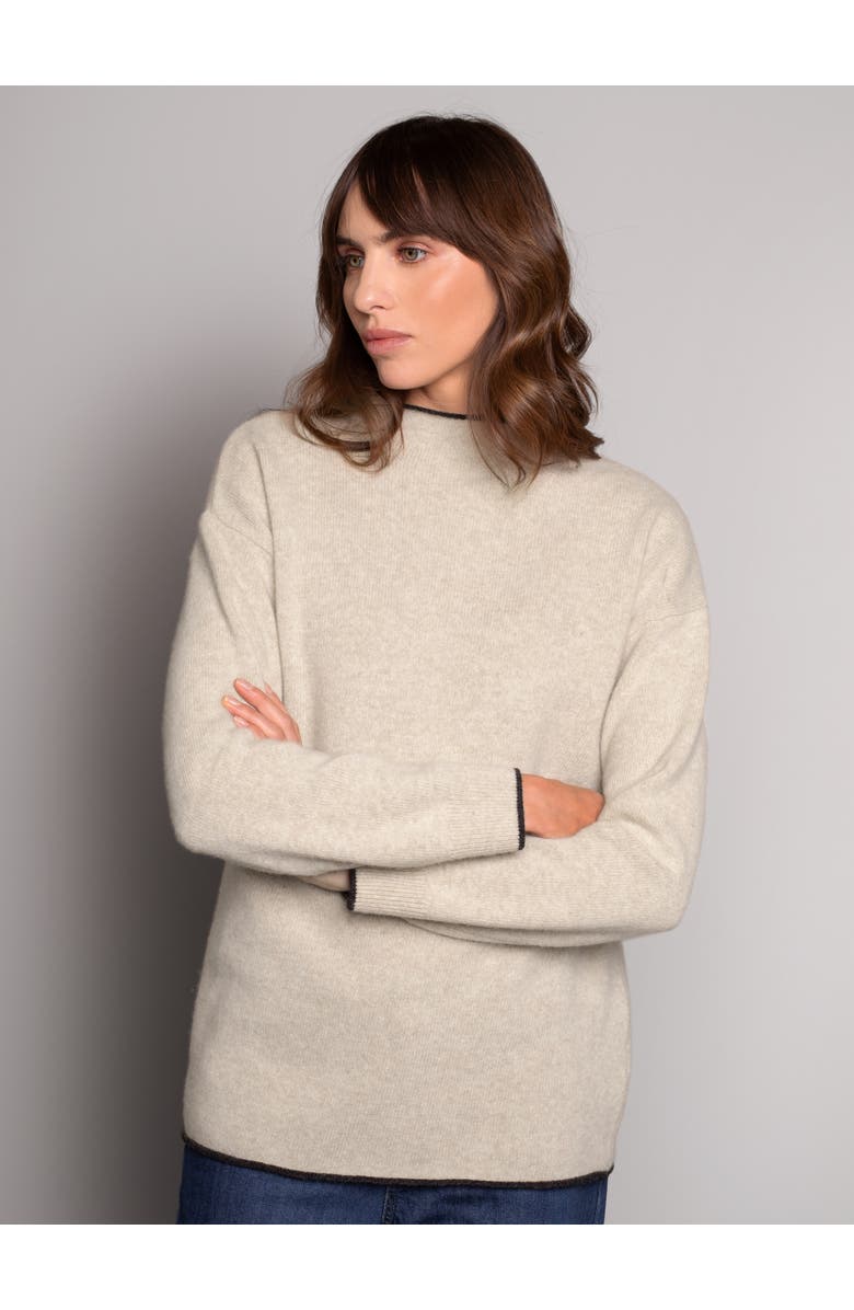 Celtic & Co. Felted Funnel Neck Sweater, Alternate, color, Oatmeal / Charcoal