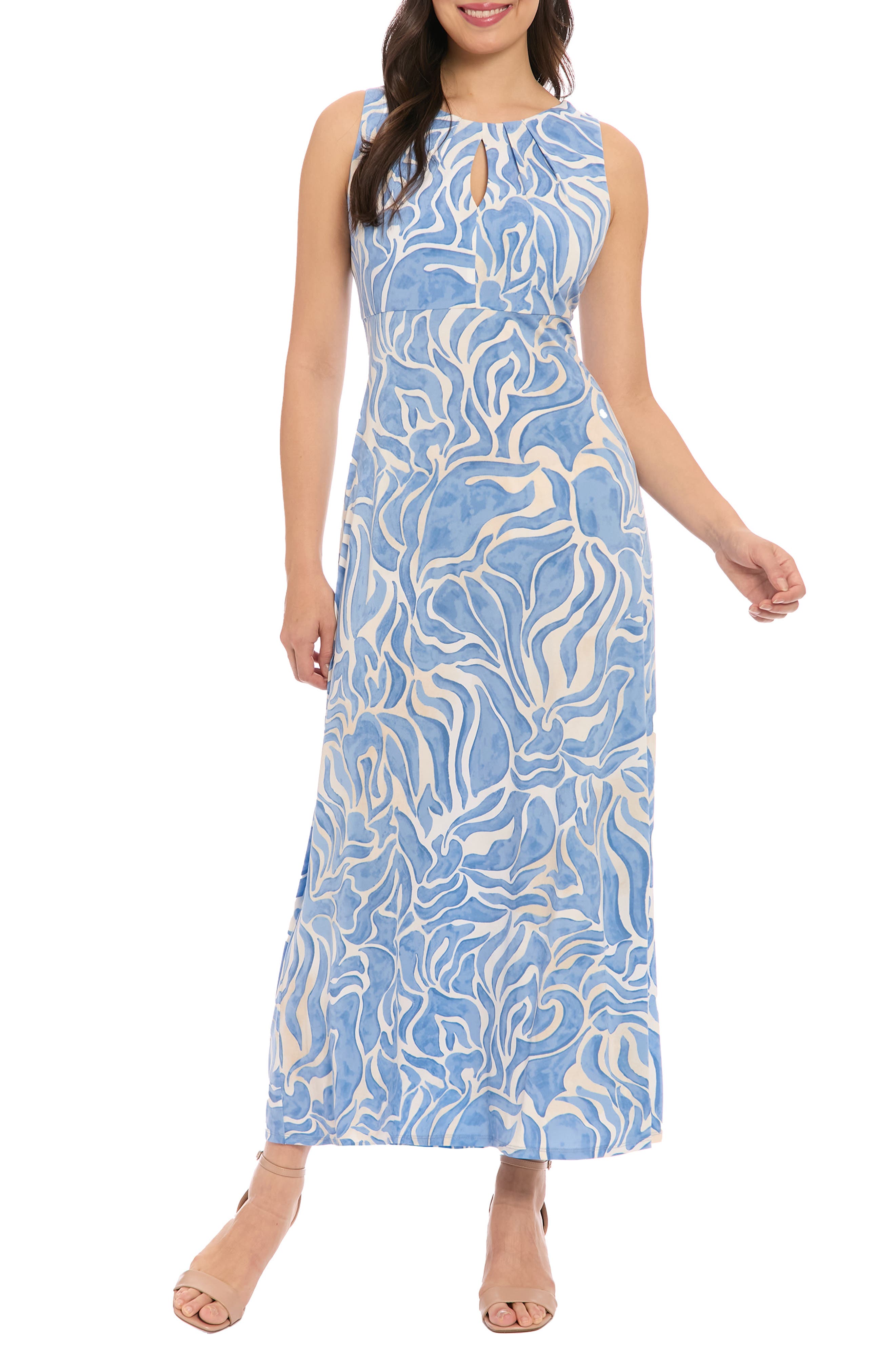 London Times Keyhole Sleeveless Maxi Dress