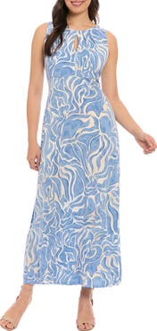 London Times Keyhole Sleeveless Maxi Dress