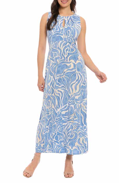 London Times Keyhole Sleeveless Maxi Dress
