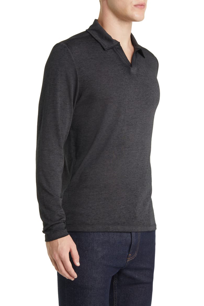 Val Johnny Collar Long Sleeve Polo, Alternate, color, BLACK