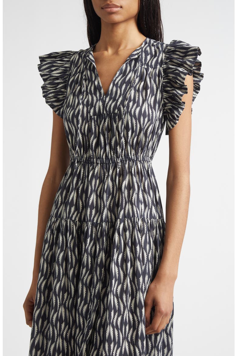 Kairi Flutter Sleeve Midi Dress, Alternate, color, GRAPHITE