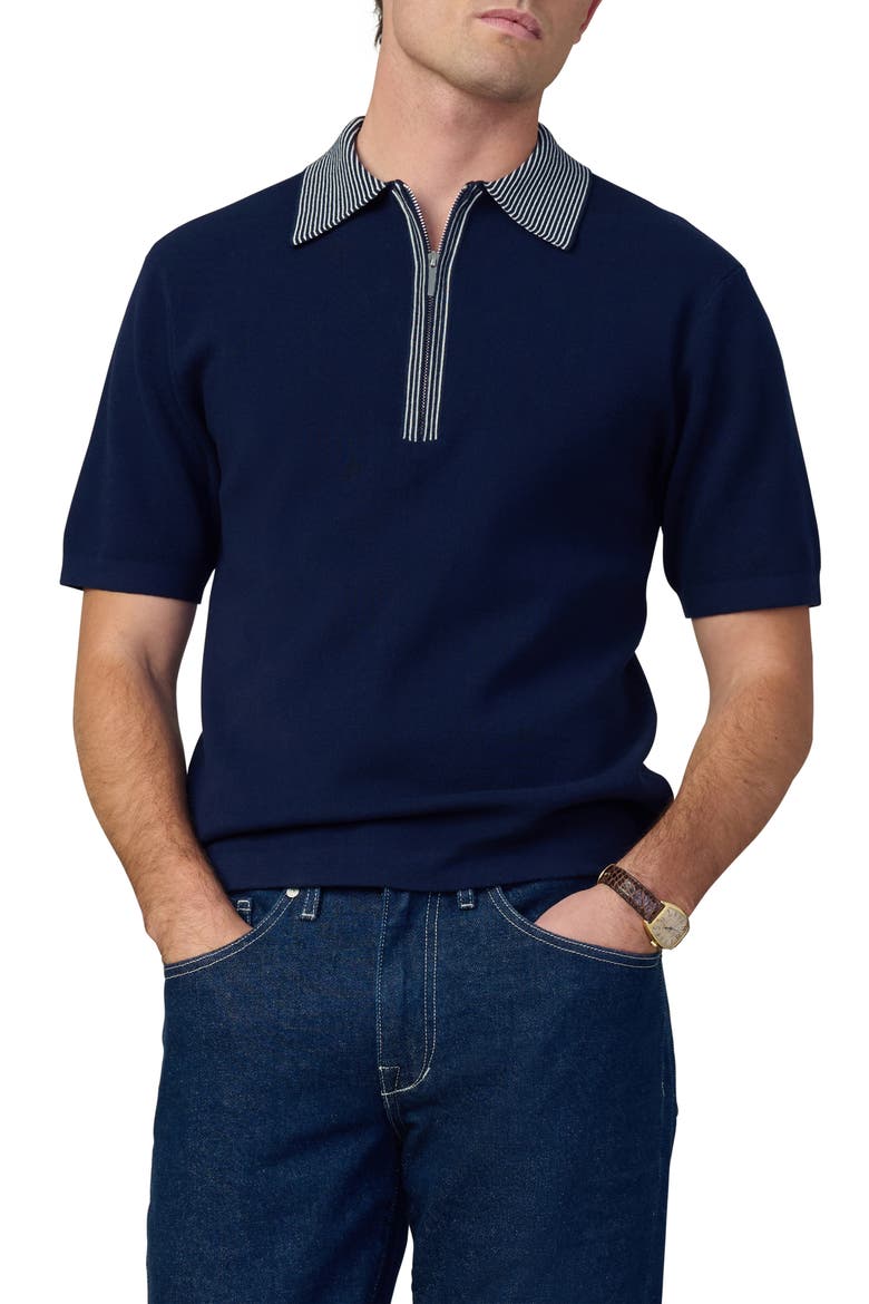 Retro Quarter Zip Polo, Main, color, TRUE NAVY