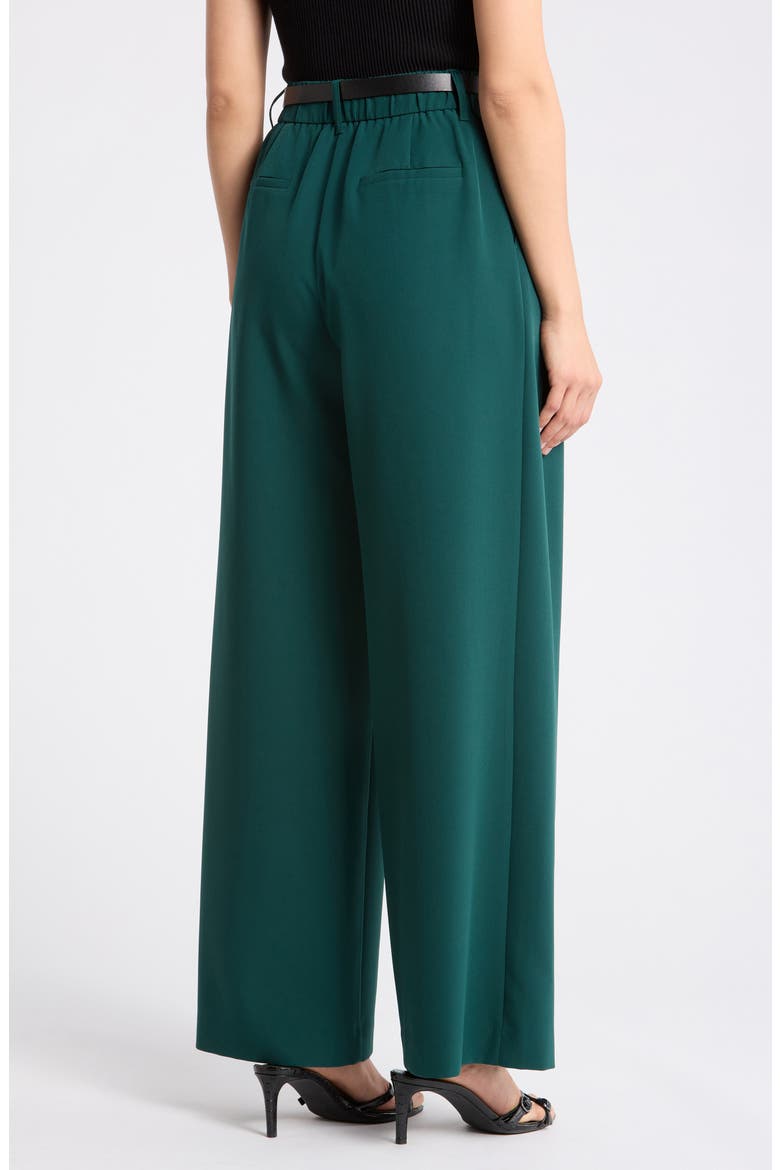 Double Pleat Wide Leg Pants, Alternate, color, EMERALD GREEN