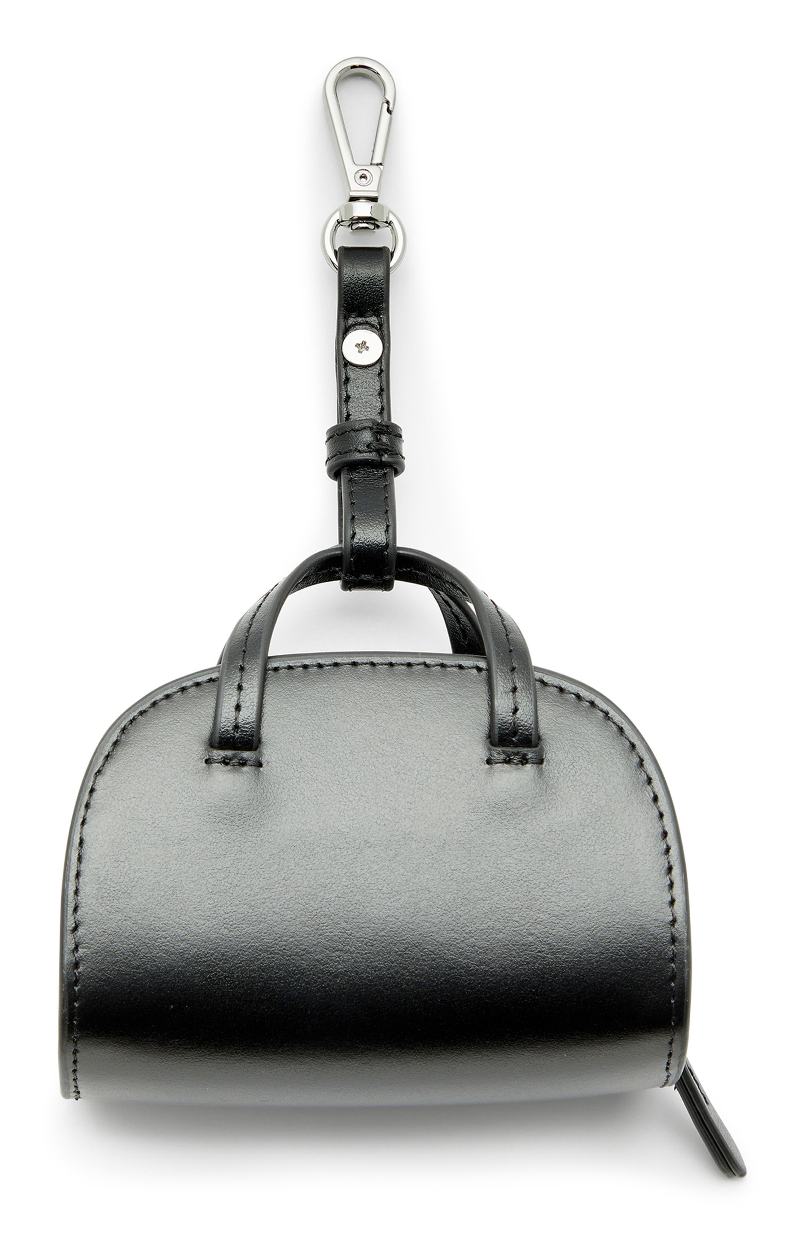 DIESEL<sup>®</sup> Mini 1DR Dome Leather Bag Charm, Alternate, color, Black