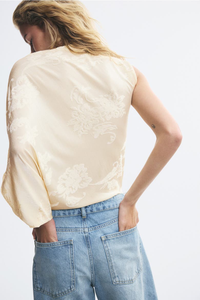 Jacquard-Knit Thong Bodysuit, Alternate, color, Cream