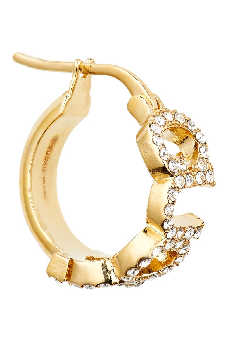 Crystal Script Hoop Earrings, Alternate, color, GOLD