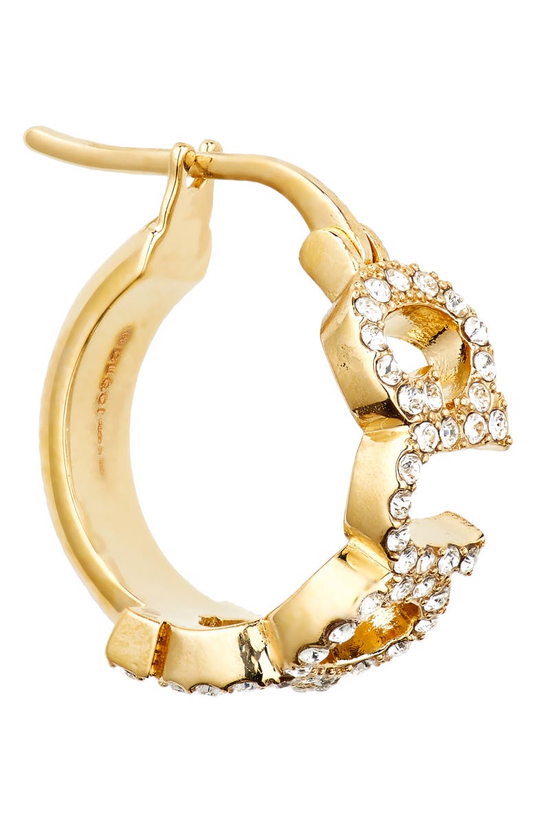 Gucci Crystal Script Hoop Earrings, Alternate, color, 