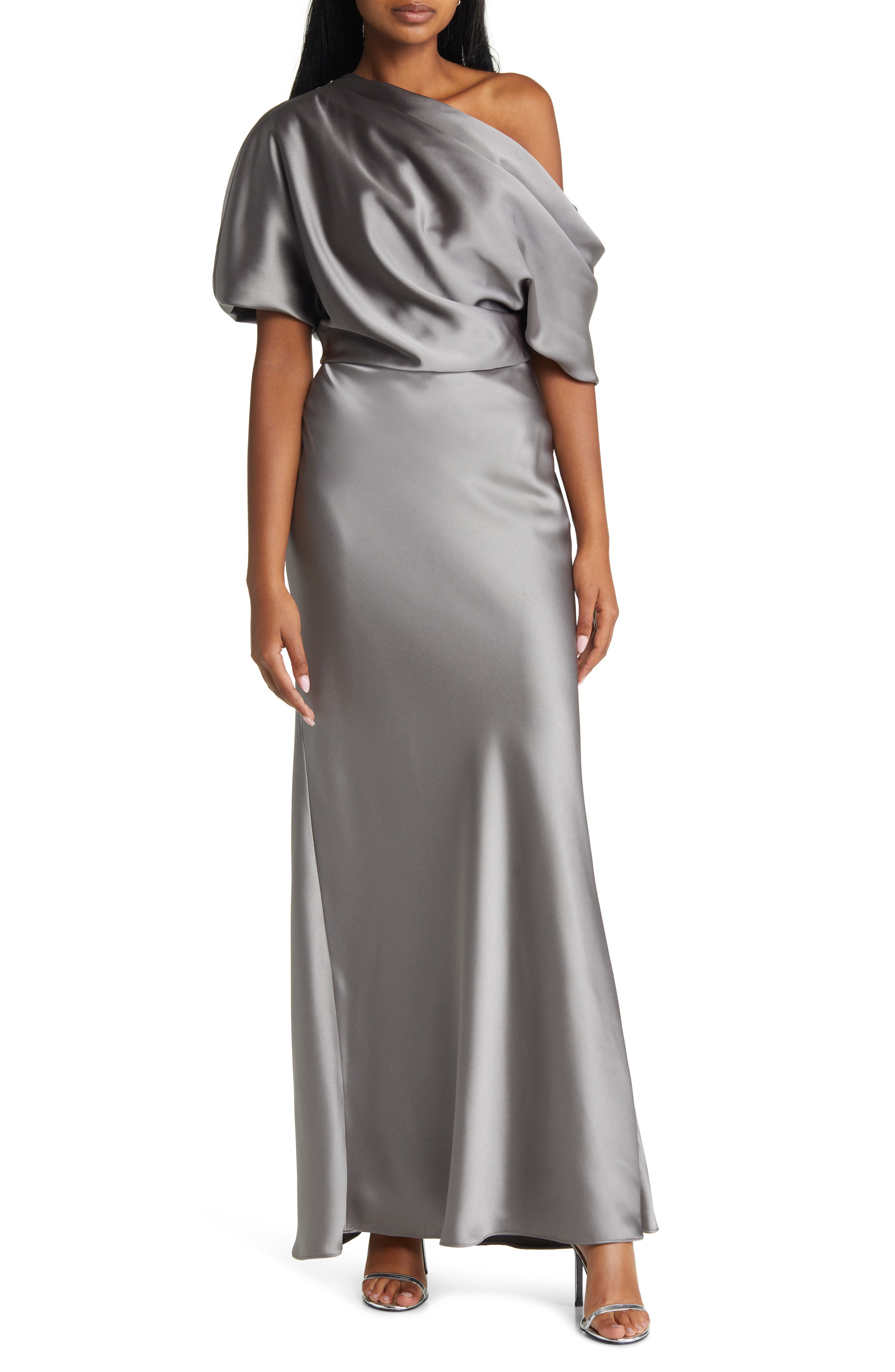 One-Shoulder Fluid Satin Gown