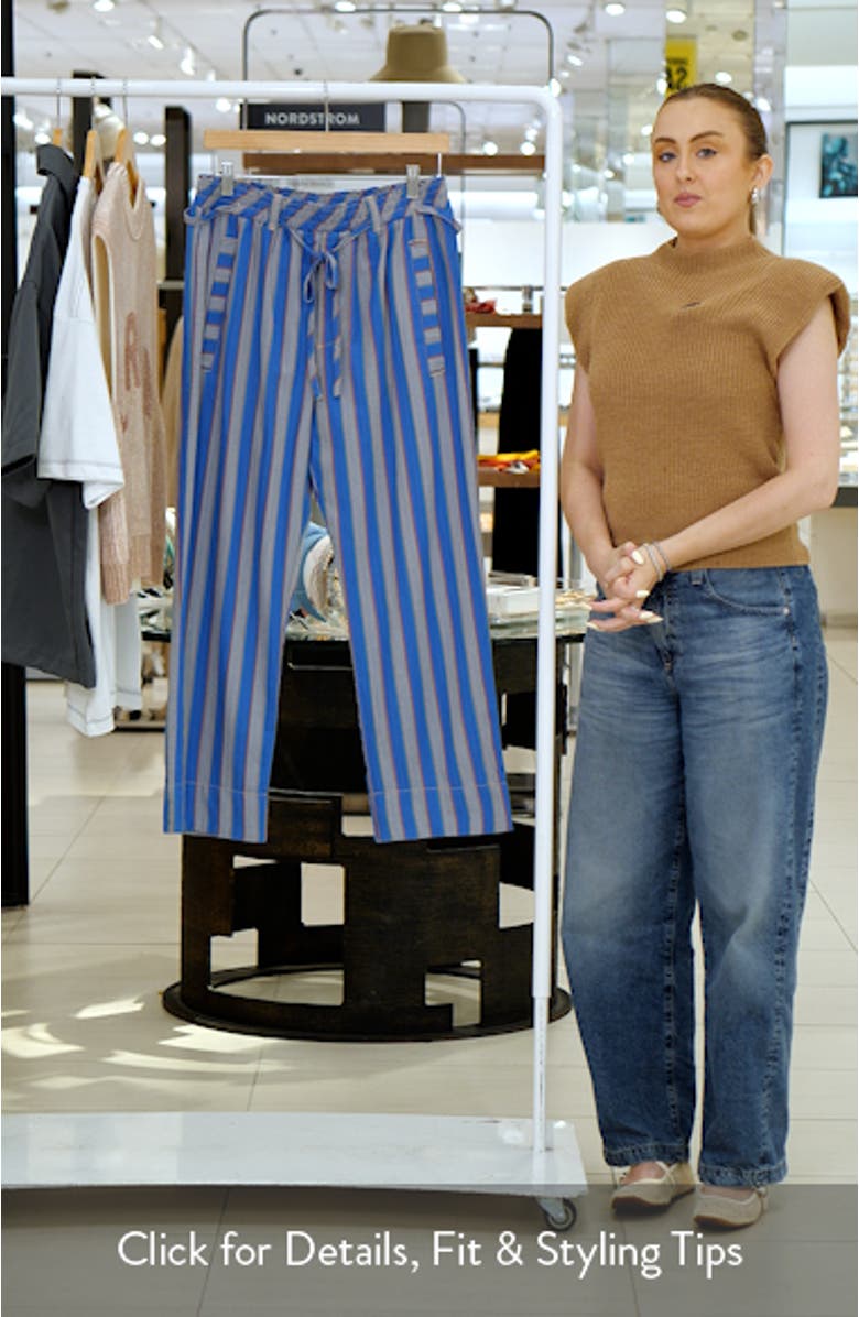 Marielle Stripe Cotton Drawstring Pants, sales video thumbnail