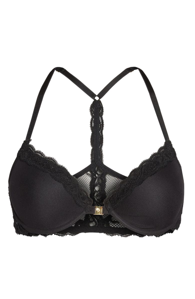 Natori Feathers T-Back Bra, Alternate, color, Black