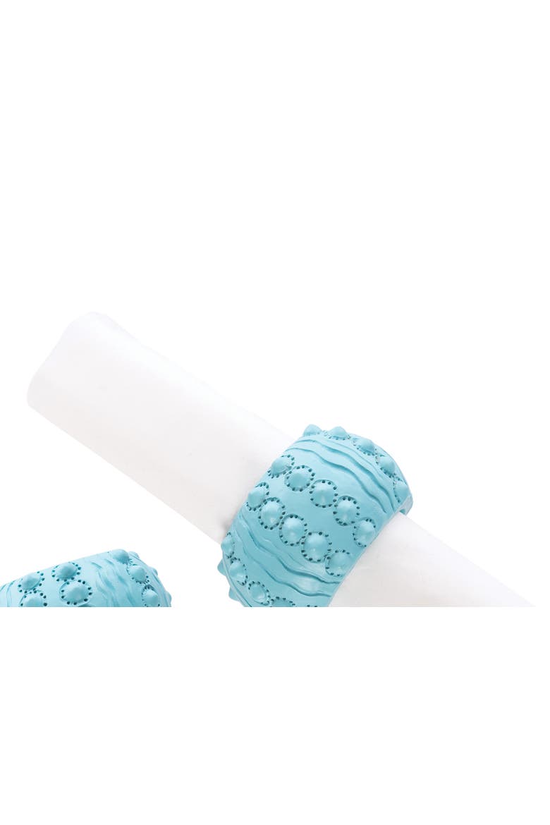 Aqua Sea Urchin Napkin Rings Set of 4, Alternate, color, Blue