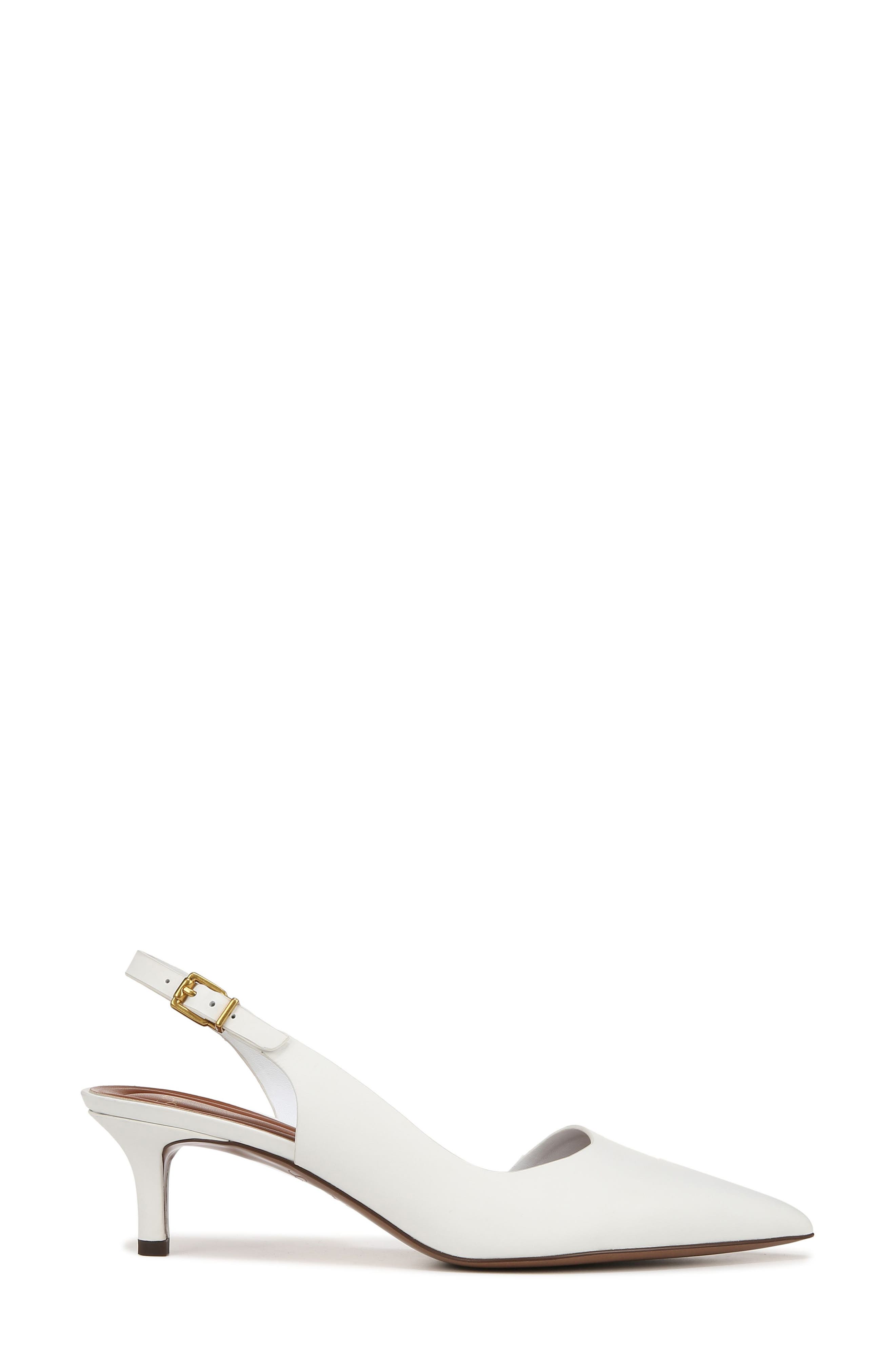Kimberly Half d'Orsay Pointed Toe Kitten Heel Pump, Alternate, color, WHITE