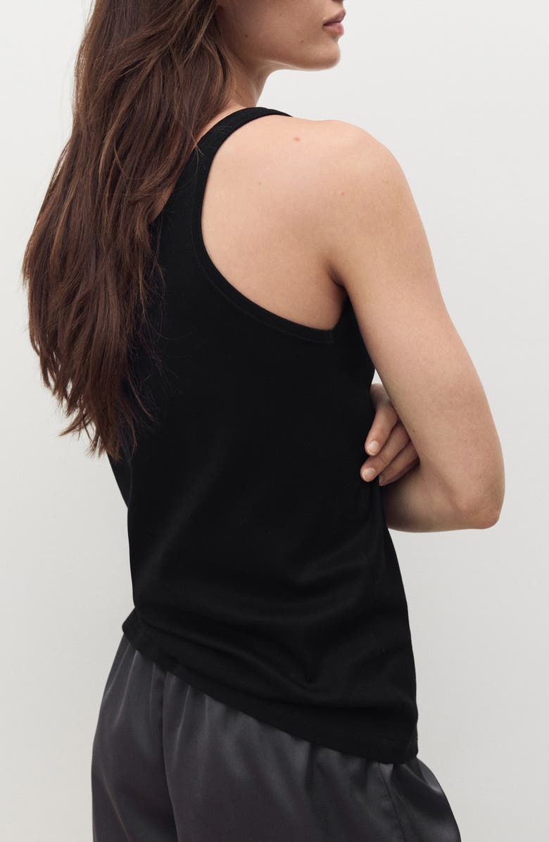 MANGO Scoop Neck Cotton Tank, Alternate, color, Black