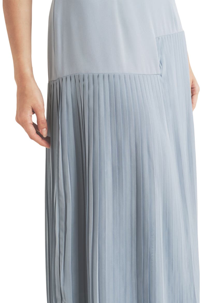 Pleated Cap Sleeve Maxi Dress, Alternate, color, Blue