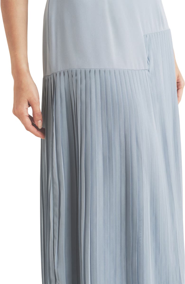 Six Stories Pleated Cap Sleeve Maxi Dress, Alternate, color, Blue