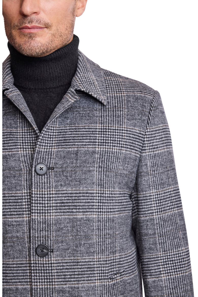 Glen Check Wool Blend Overcoat, Alternate, color, BLACK AND WHITE CHECK