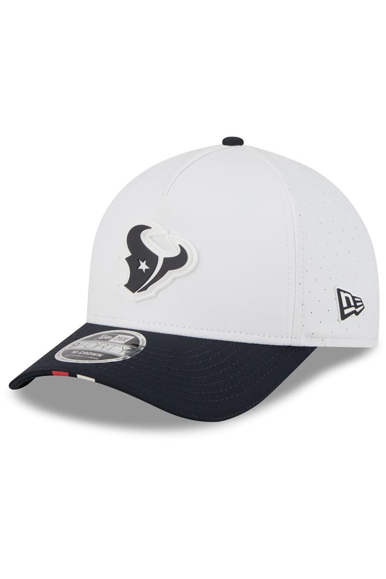 Men's New Era  White/Navy Houston Texans 2025 NFL Training Camp A-Frame 9FORTY Adjustable Hat, Main, color, White