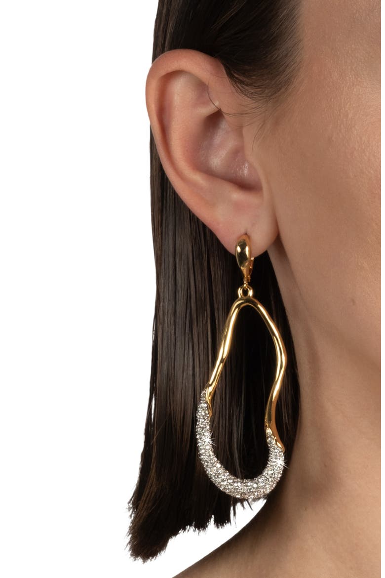 Solanales Crystal Pavé Hoop Drop Earrings, Alternate, color, CRYSTALS