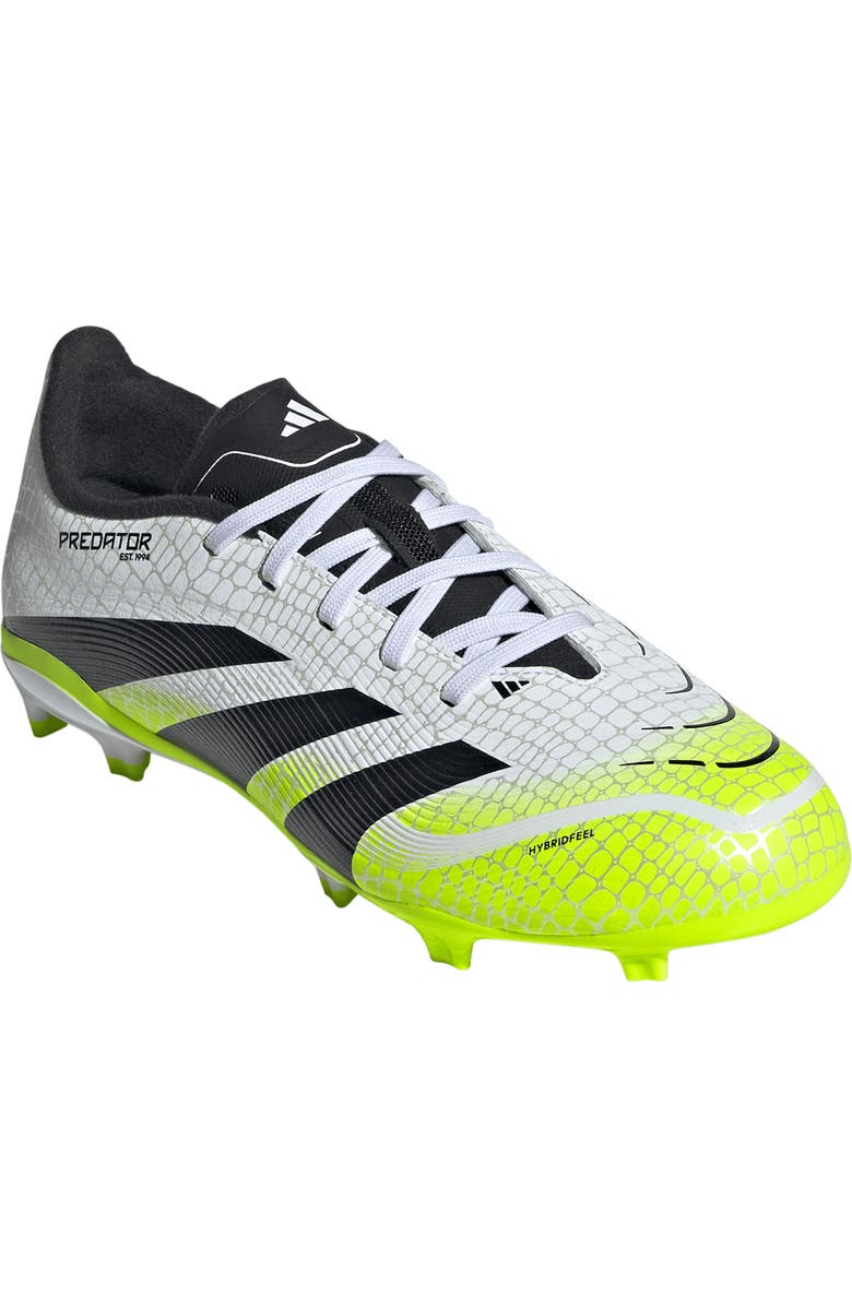 adidas Kids' Predator Club Firm/Multiground Soccer Cleat, Main, color, White/ Black/ Lucid Lemon
