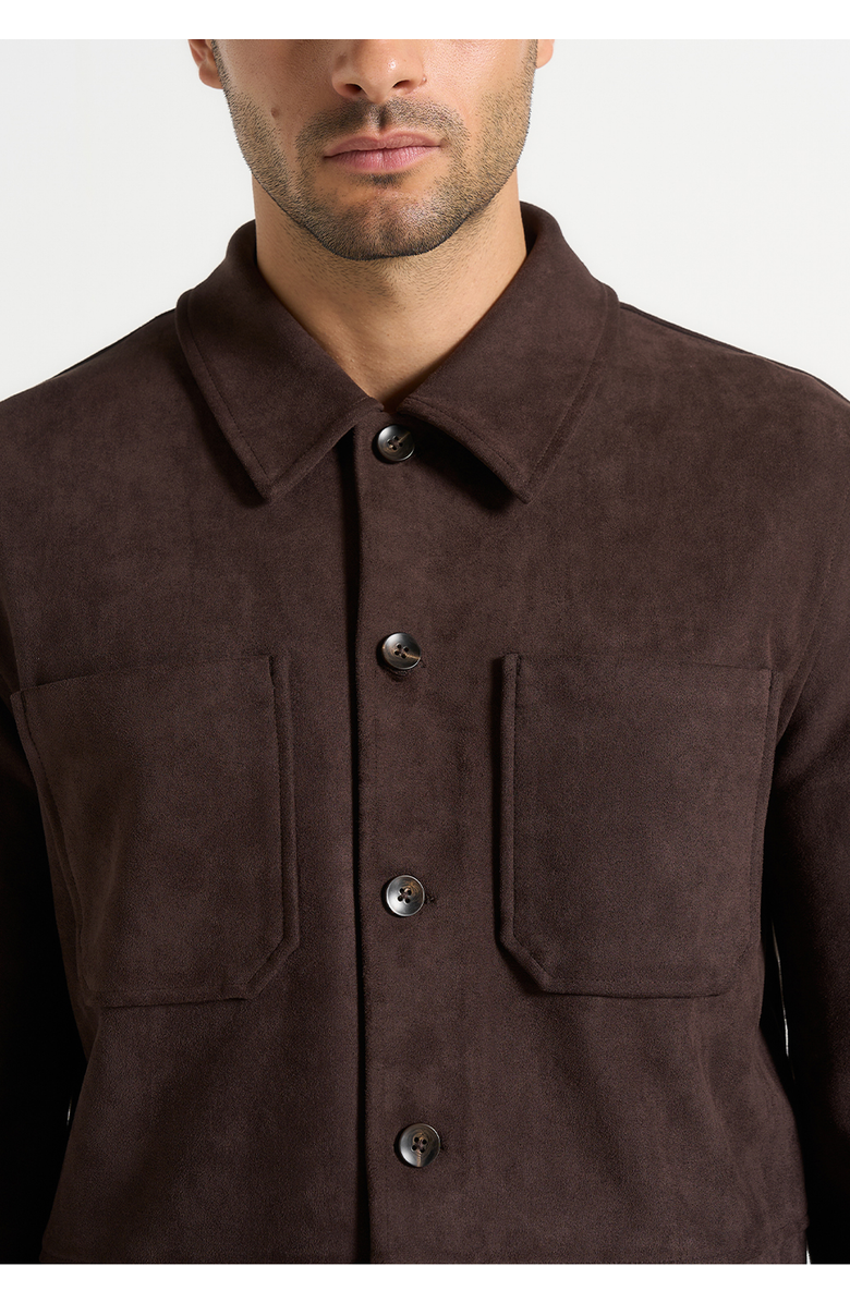 Manière De Voir Thomas Suede Long Sleeve Shirt, Alternate, color, Brown