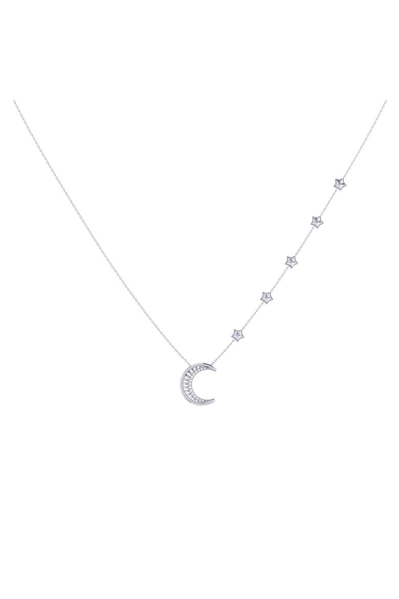 Starry Lane Moon Sterling Silver Diamond Necklace, Alternate, color, Silver