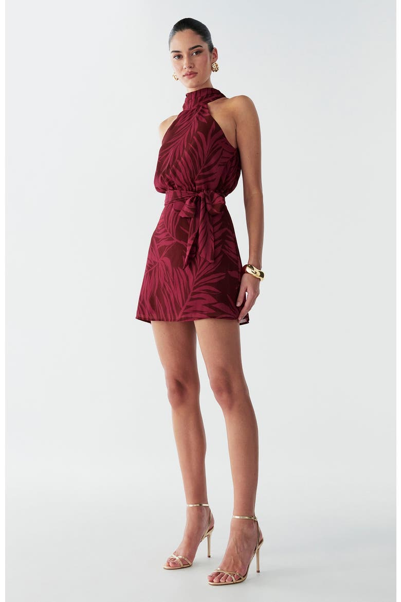 Leisha Dress, Alternate, color, Burgundy Palms