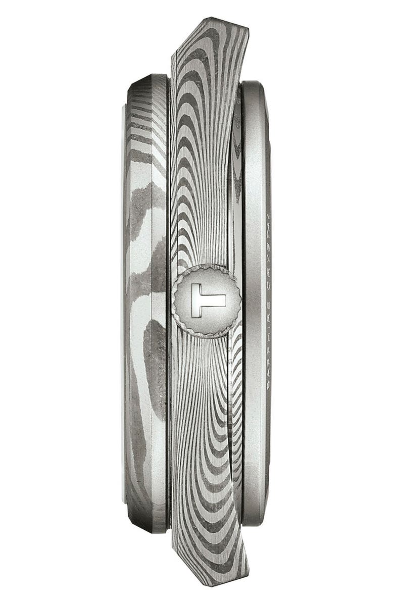 Tissot PRX Powermatic 80 Damascus Steel Leather Strap Watch, 38mm, Alternate, color, Grey