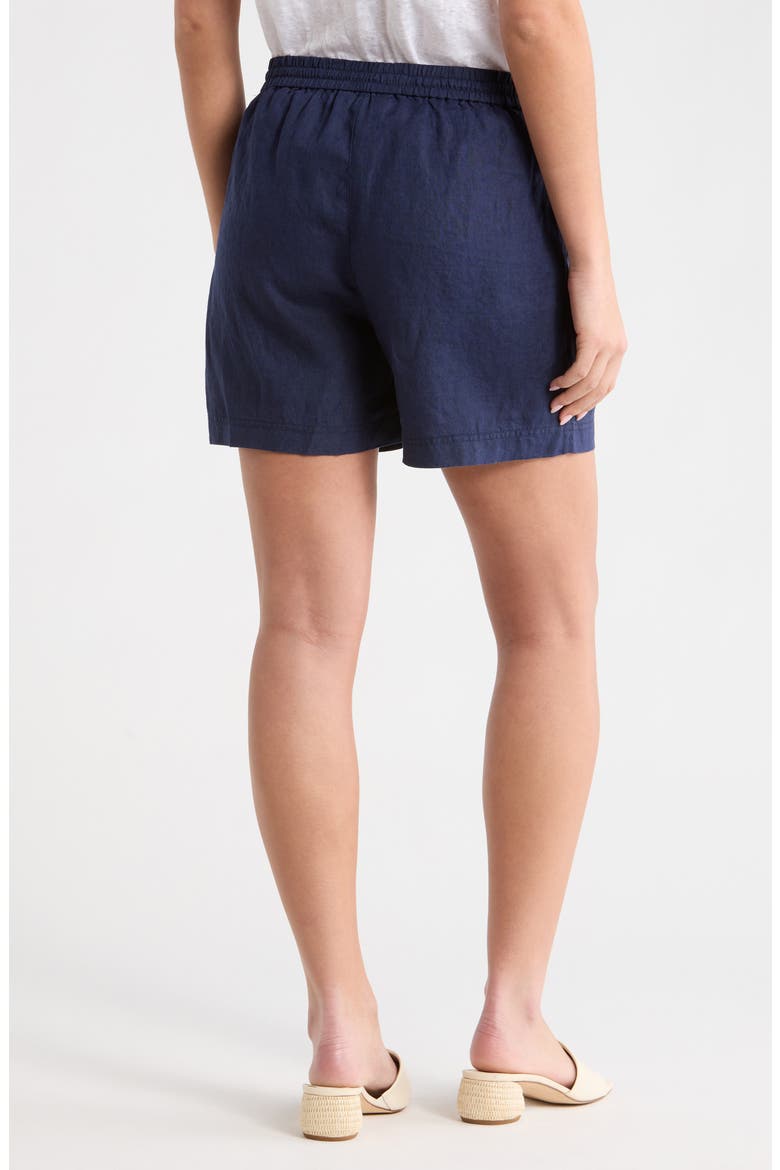 Two Palms Tie Waist Linen Shorts, Alternate, color, COASTLINE