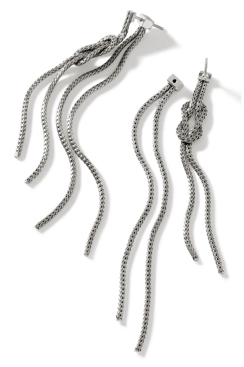 Love Knot Drop Earrings, Alternate, color, SILVER