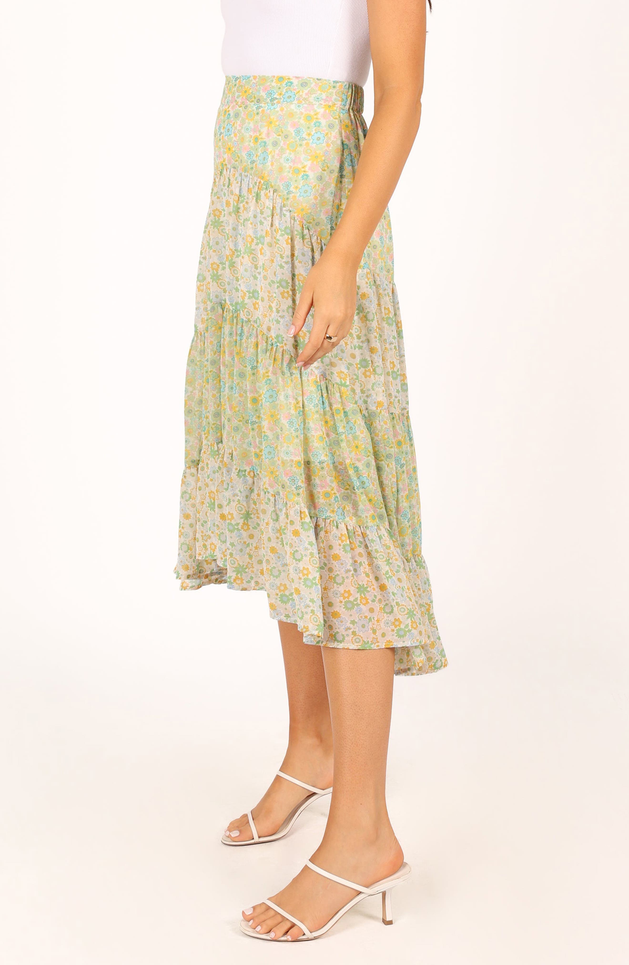 Petal & Pup Webster Tiered High-Low Midi Skirt (Women) | Nordstromrack