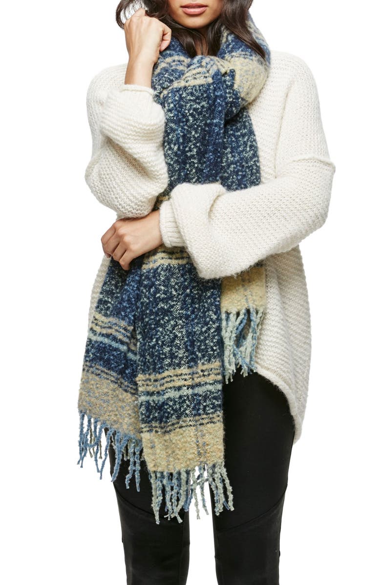 Free People Loveland Plaid Fringe Scarf, Main, color,