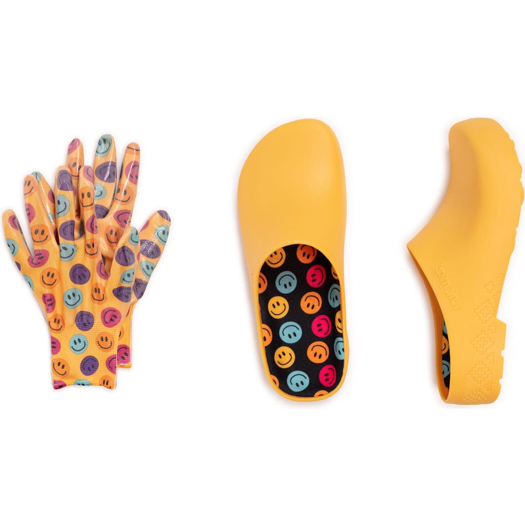 Muk Luks Garden Clog And Glove Set In Yellow