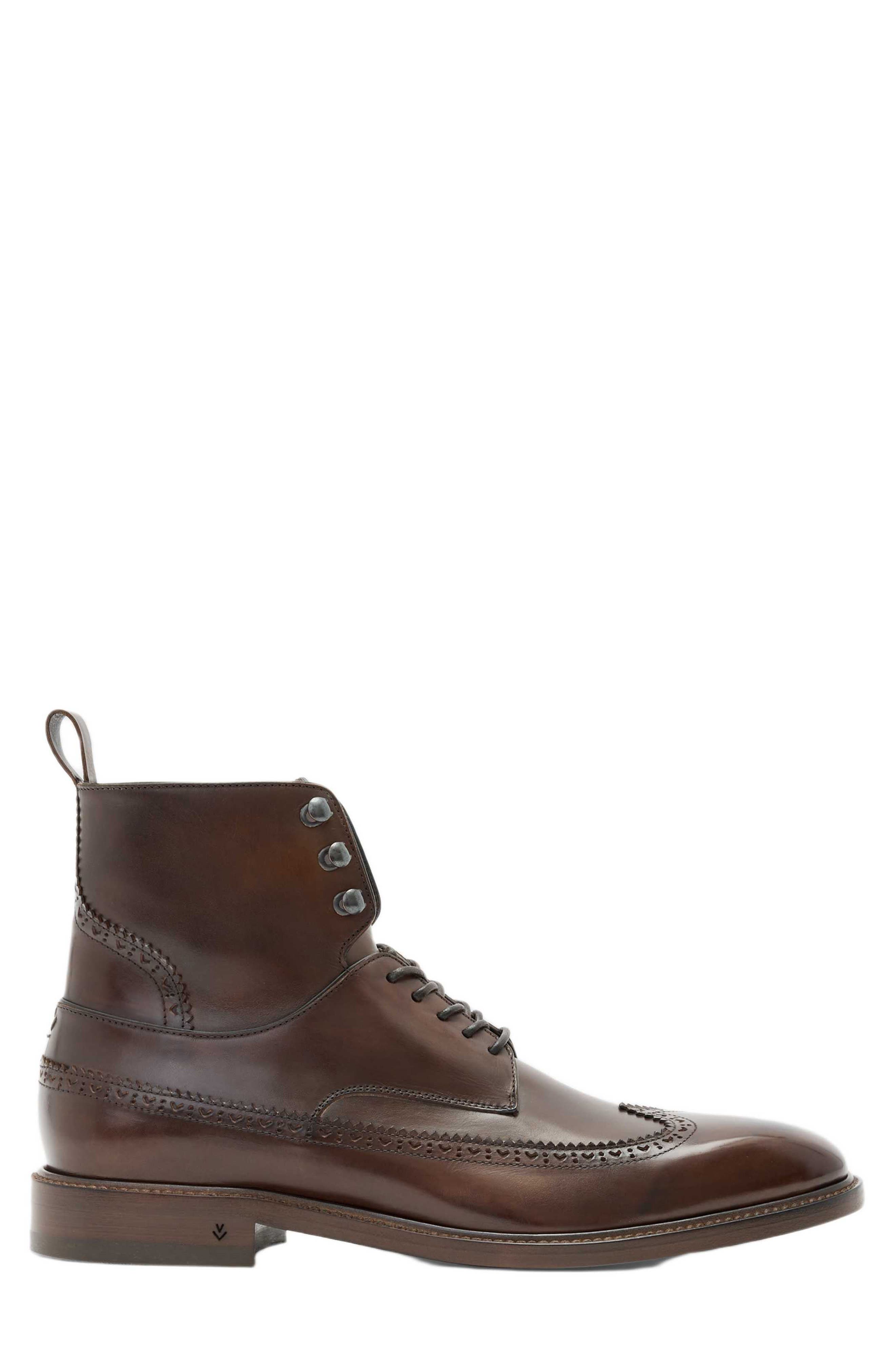John Varvatos Harrison Longwing Leather Boot, Alternate, color, Wood Brown
