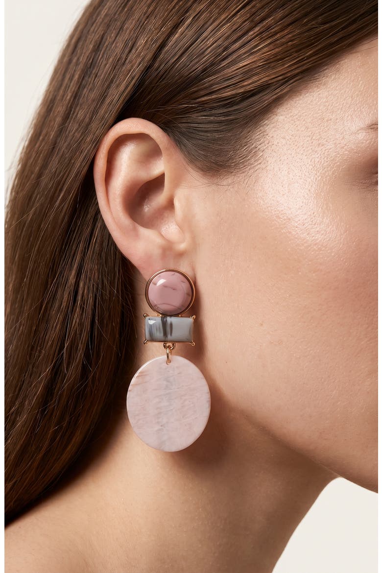 Geometric Drop Earrings, Main, color, PINK/ GOLD