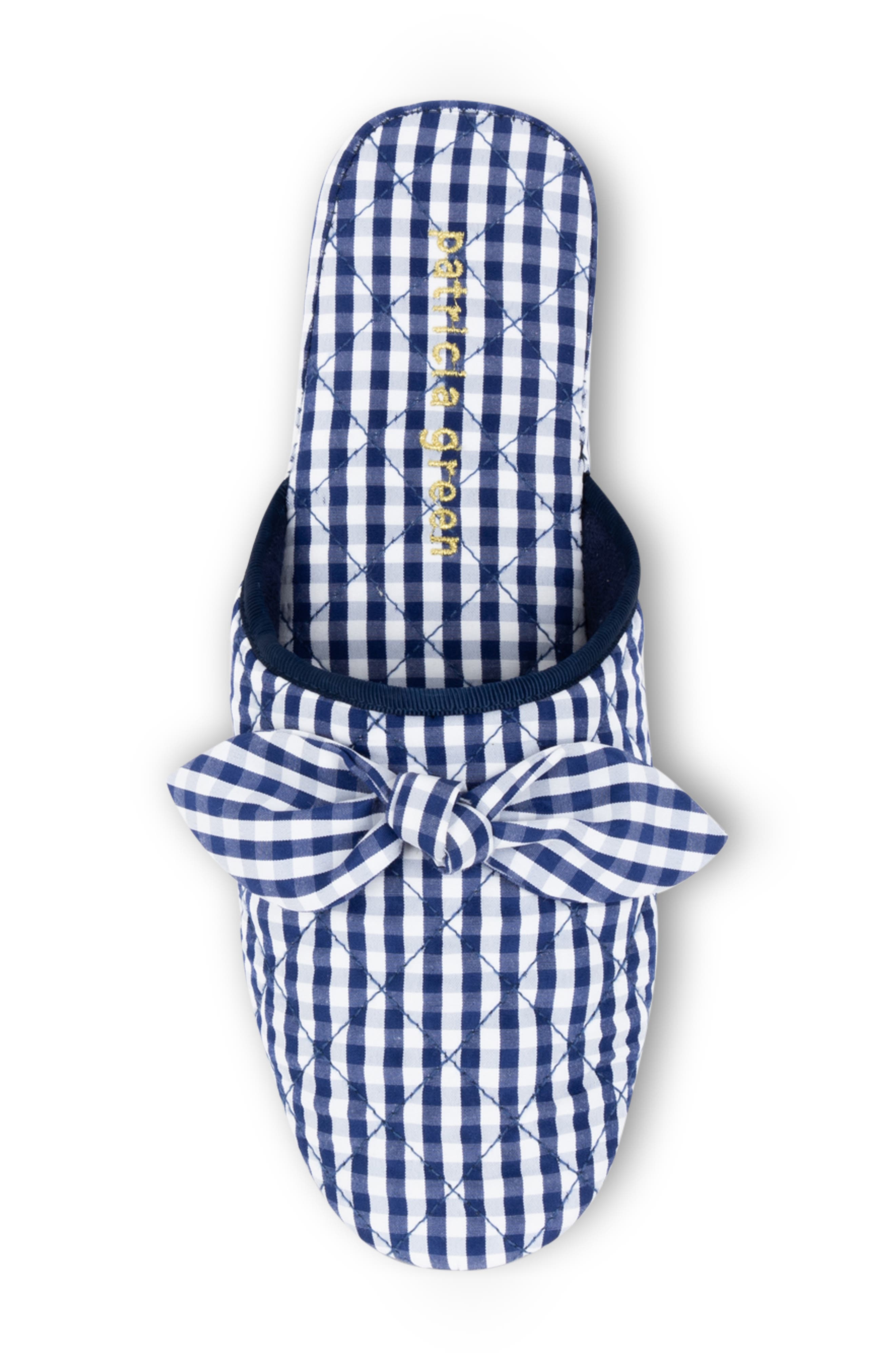 patricia green Zoe Gingham Quilted Slipper, Alternate, color, Navy