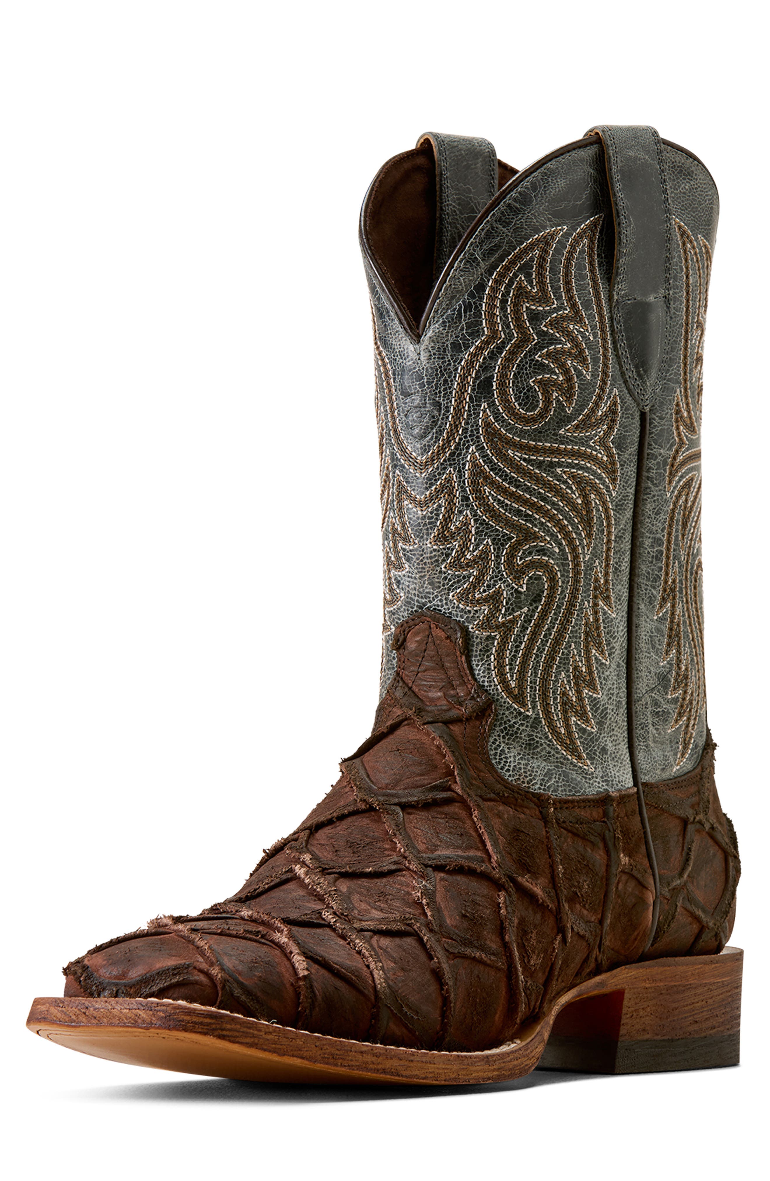 Riverside Wide Square Toe Western Boot, Alternate, color, CHOCOLATE BASS PRINT