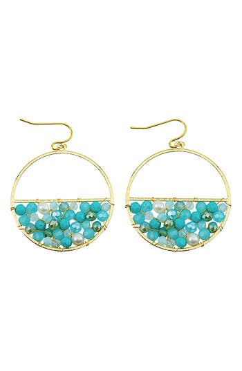 Panacea Crystal Faux Pearl Half Fill Drop Earrings In Blue