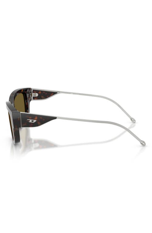 Diesel ® Geck-d 56mm Rectangular Sunglasses In Shiny Dark Havana/brown