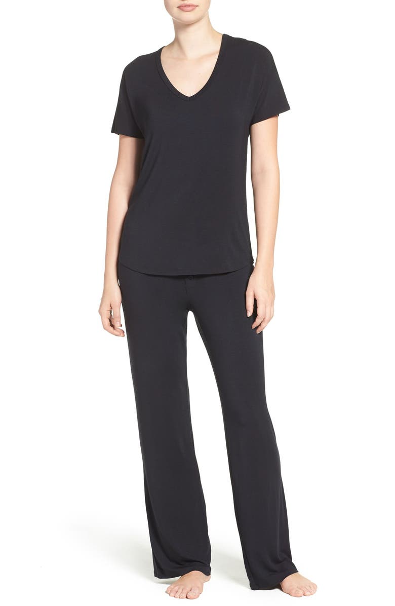 PJ Salvage Jersey Pajama Pants, Alternate, color, Black