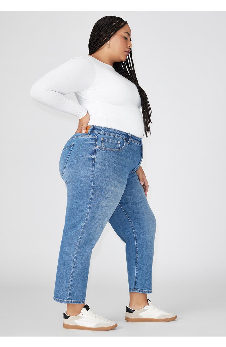 ELOQUII The Naomi Comfort Stretch Straight Leg Jean Crop, Alternate, color, Medium Wash Denim