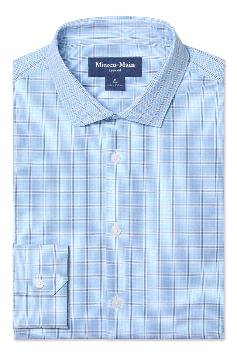Leeward Trim Fit Skyline Hampton Plaid Button-Up Shirt, Alternate, color, SKYLINE BLUE HAMPTON PLAID