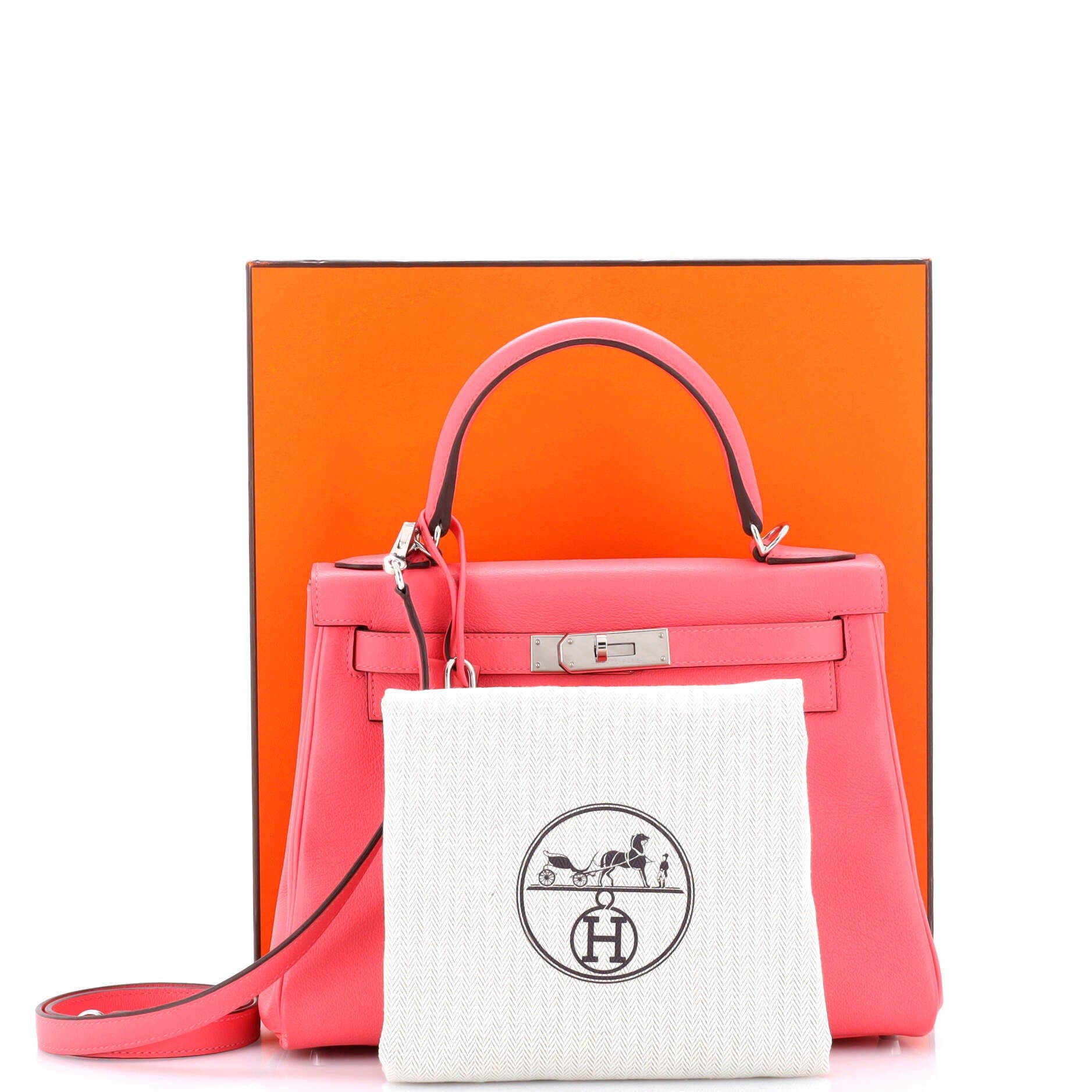 Pre-Owned Hermes Kelly Handbag Pink Evercolor with Palladium Hardware 28, Alternate, color, Rose Azalee