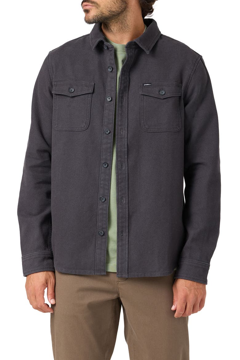 Blanket Cotton Flannel Button-Up Overshirt, Main, color, PHANTOM