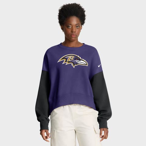 Women's Nike Purple Baltimore Ravens Oversized Color-Block Pullover Sweatshirt