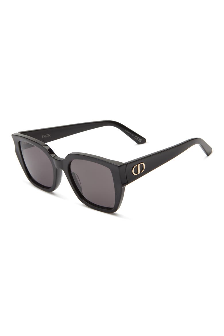 'DiorGlow S1I Square Sunglasses, Alternate, color, SHINY BLACK / SMOKE